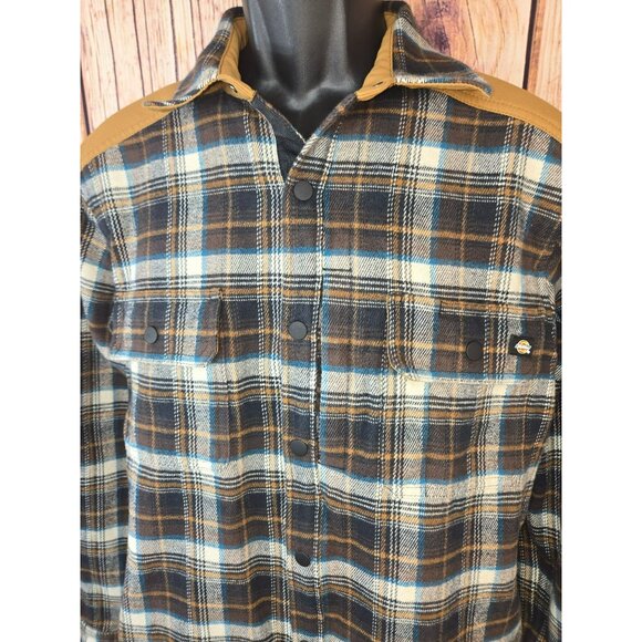 Dickies Mens Flannel Snap Work Shirt Jacket Medium Outdoors Rugged - Picture 4 of 11